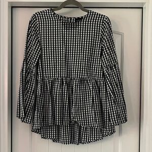 Who What Wear Black and White Checkered Blouse